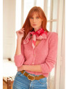 Foulard rose en coton et soie mélangée