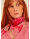 Foulard rose en coton et soie mélangée