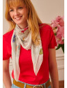 Foulard blanc imprimé en 100% soie