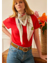 Foulard blanc imprimé en 100% soie