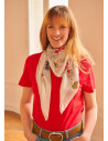 Foulard blanc imprimé en 100% soie