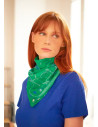 Foulard vert en coton et soie mélangée