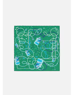 Foulard vert en coton et soie mélangée